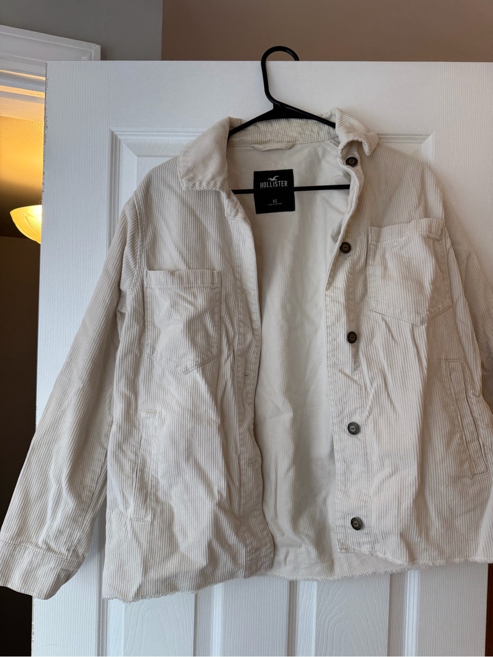 Hollister Cream Corduroy Button-Up Jacket